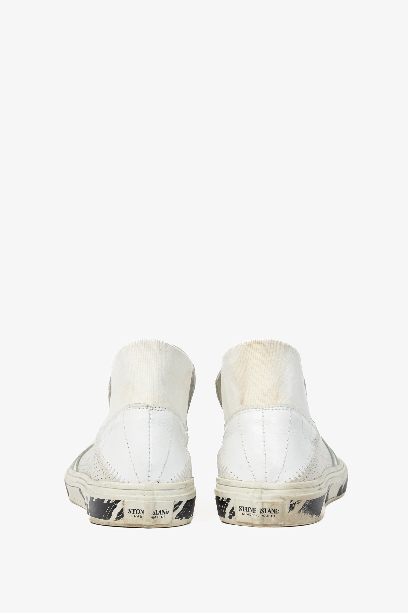 Stone Island Shadow Project White Perforated Slip-On Sneakers