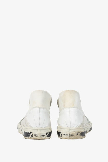 Stone Island Shadow Project White Perforated Slip-On Sneakers