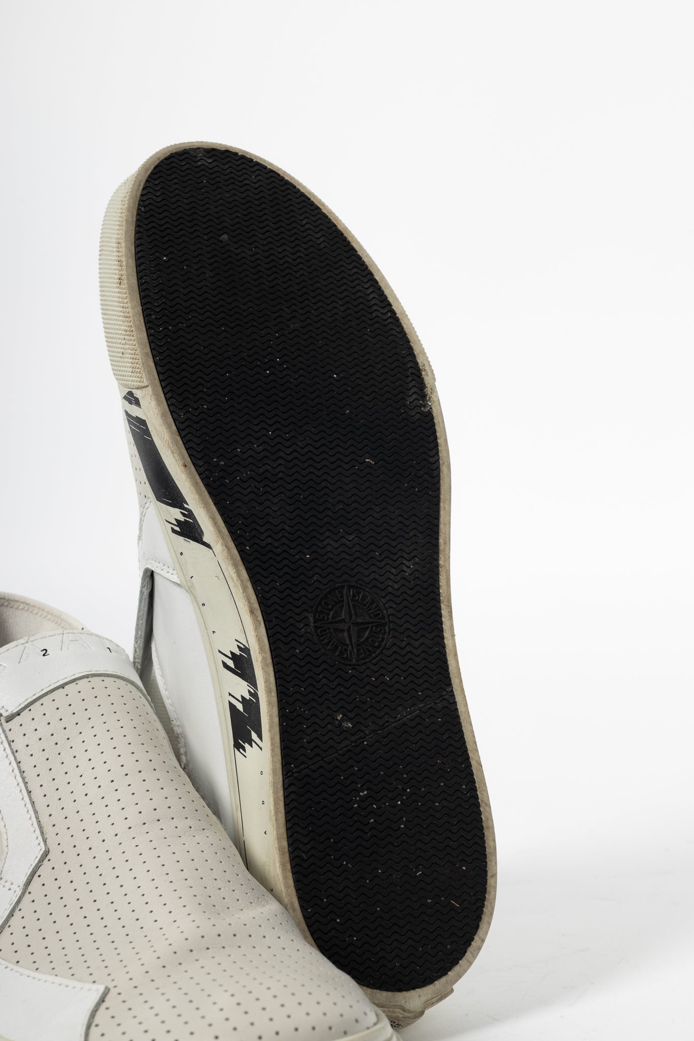 Stone Island Shadow Project White Perforated Slip-On Sneakers