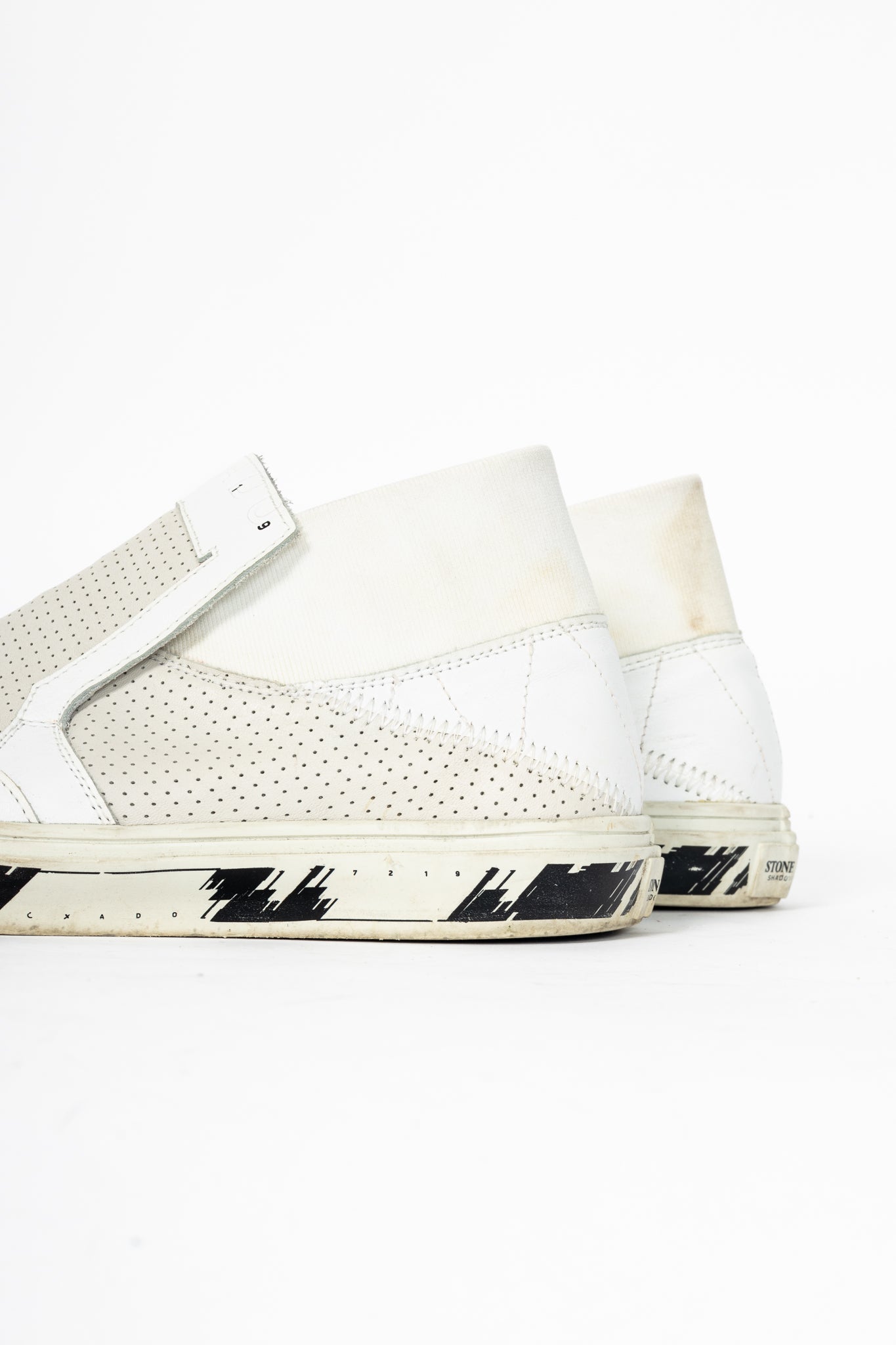 Stone Island Shadow Project White Perforated Slip-On Sneakers