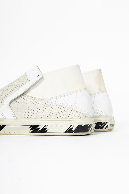Stone Island Shadow Project White Perforated Slip-On Sneakers