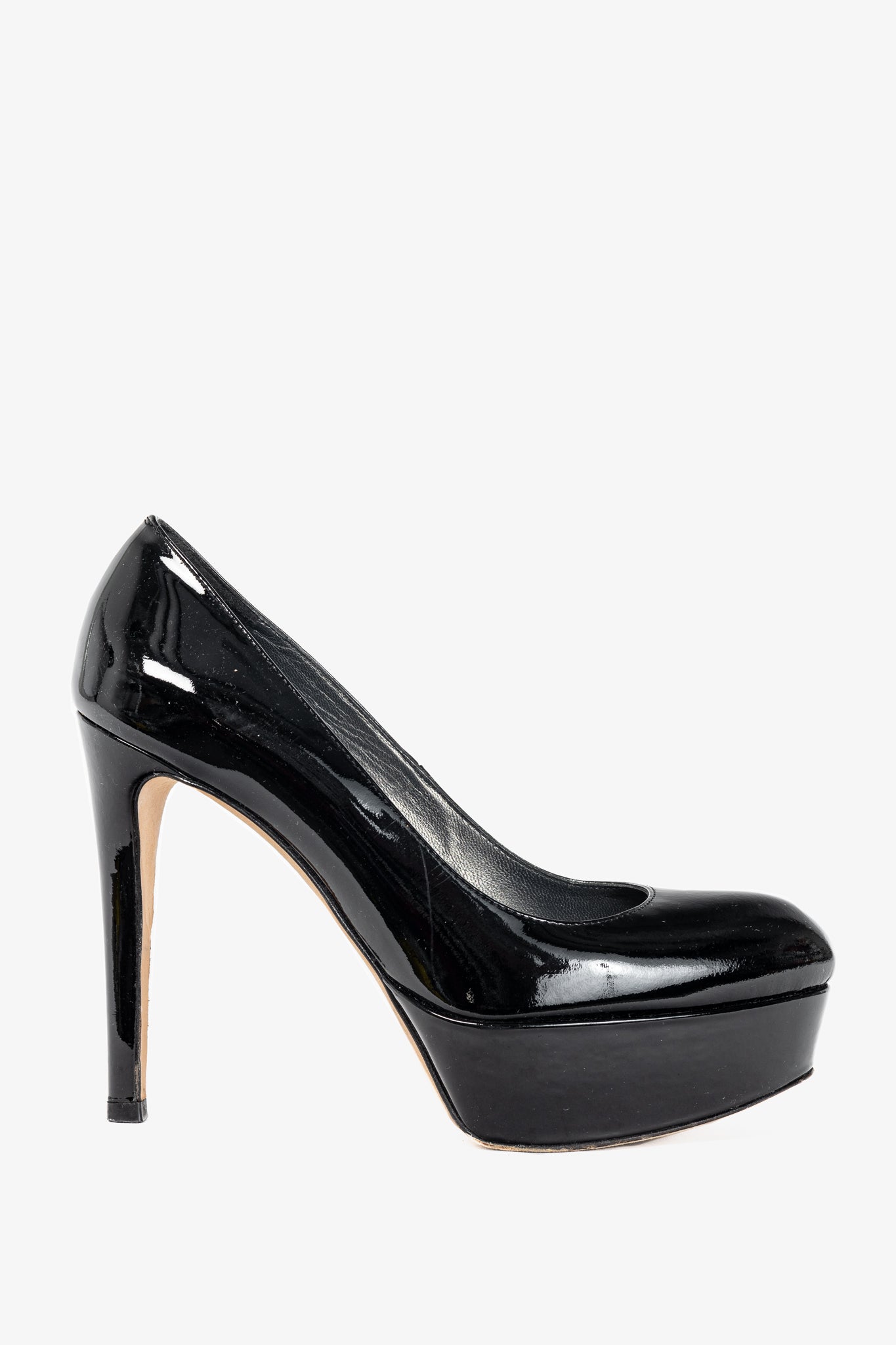 Stuart Weitzman Mae Black Patent Pointed-Toe Platform Pumps