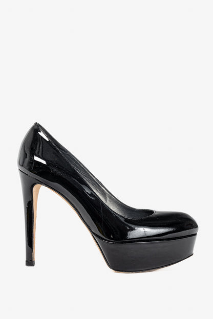 Stuart Weitzman Mae Black Patent Pointed-Toe Platform Pumps