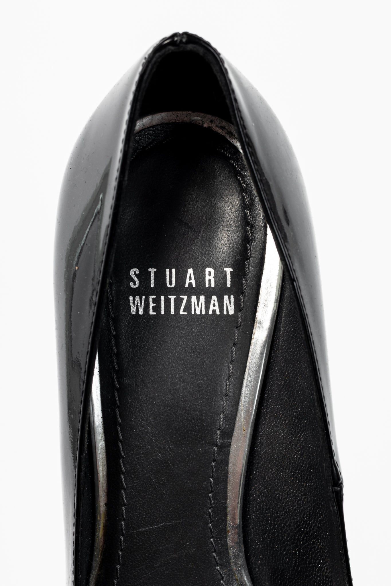 Stuart Weitzman Mae Black Patent Pointed-Toe Platform Pumps