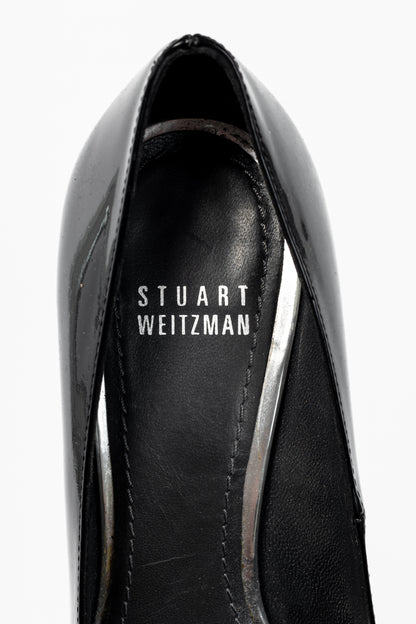 Stuart Weitzman Mae Black Patent Pointed-Toe Platform Pumps