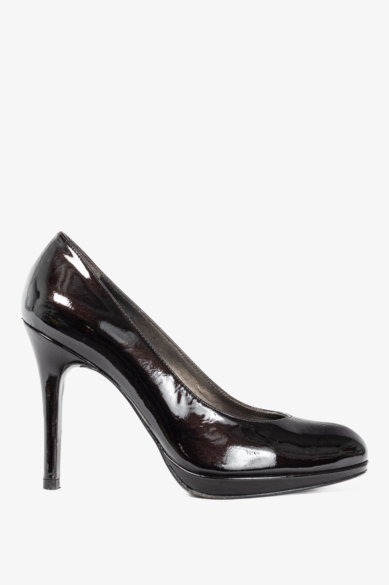 Stuart by Stuart Weitzman Brown Patent Leather Platform Pumps