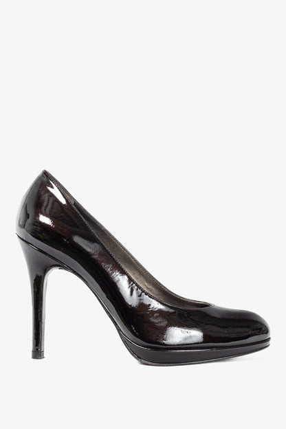 Stuart by Stuart Weitzman Brown Patent Leather Platform Pumps