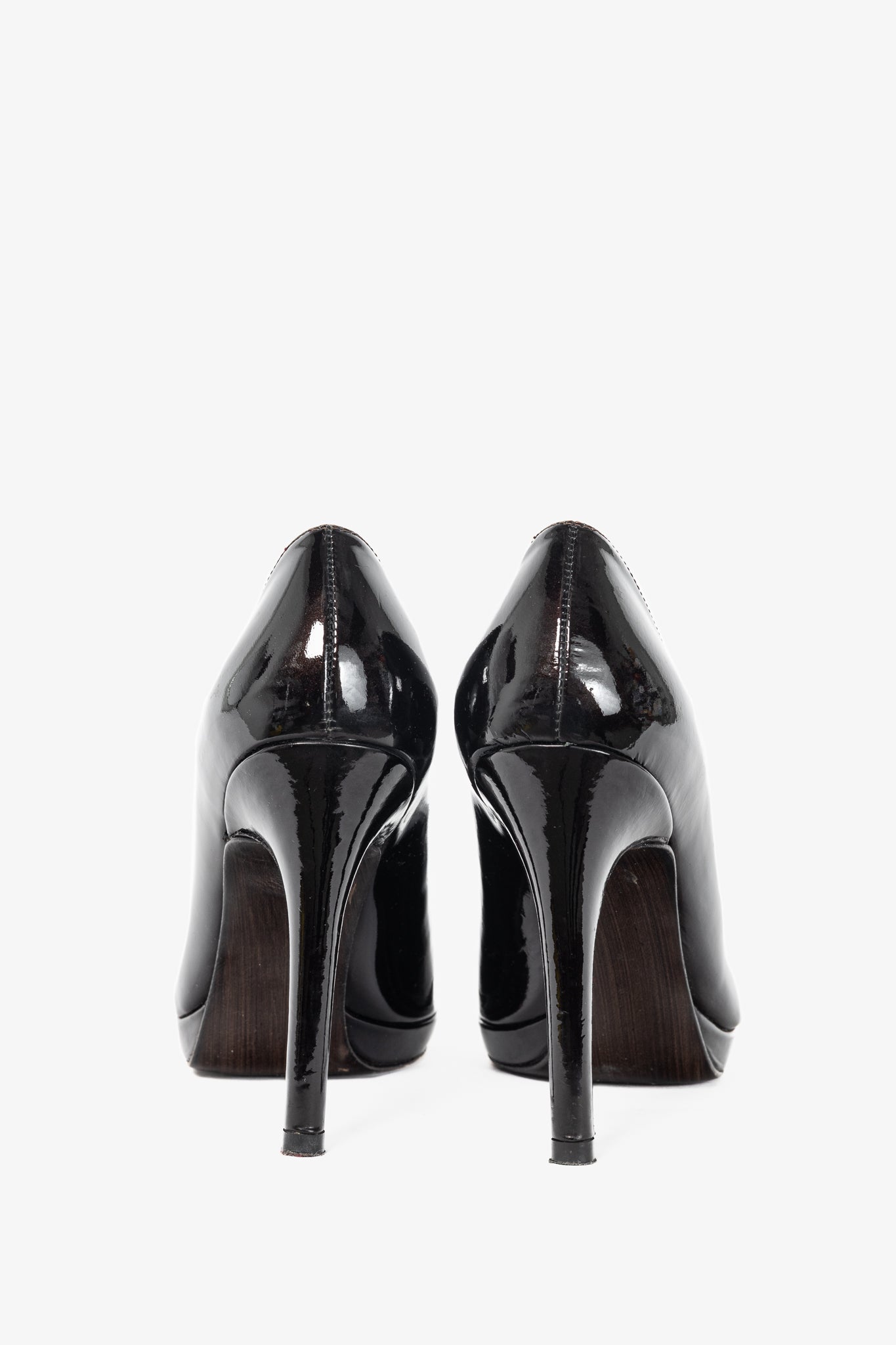 Stuart by Stuart Weitzman Brown Patent Leather Platform Pumps