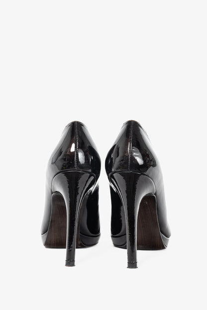Stuart by Stuart Weitzman Brown Patent Leather Platform Pumps