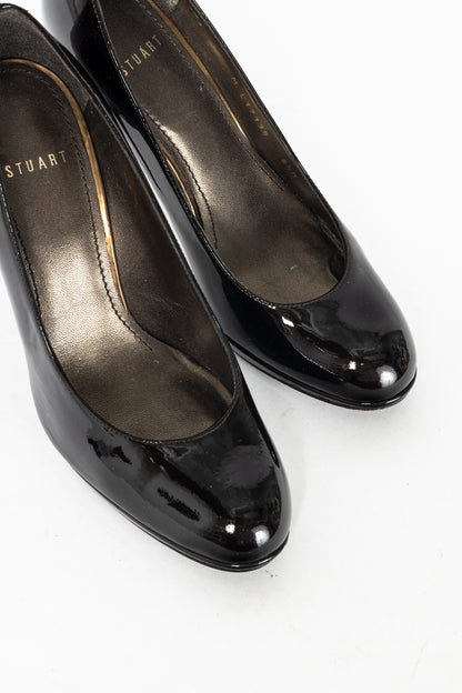 Stuart by Stuart Weitzman Brown Patent Leather Platform Pumps