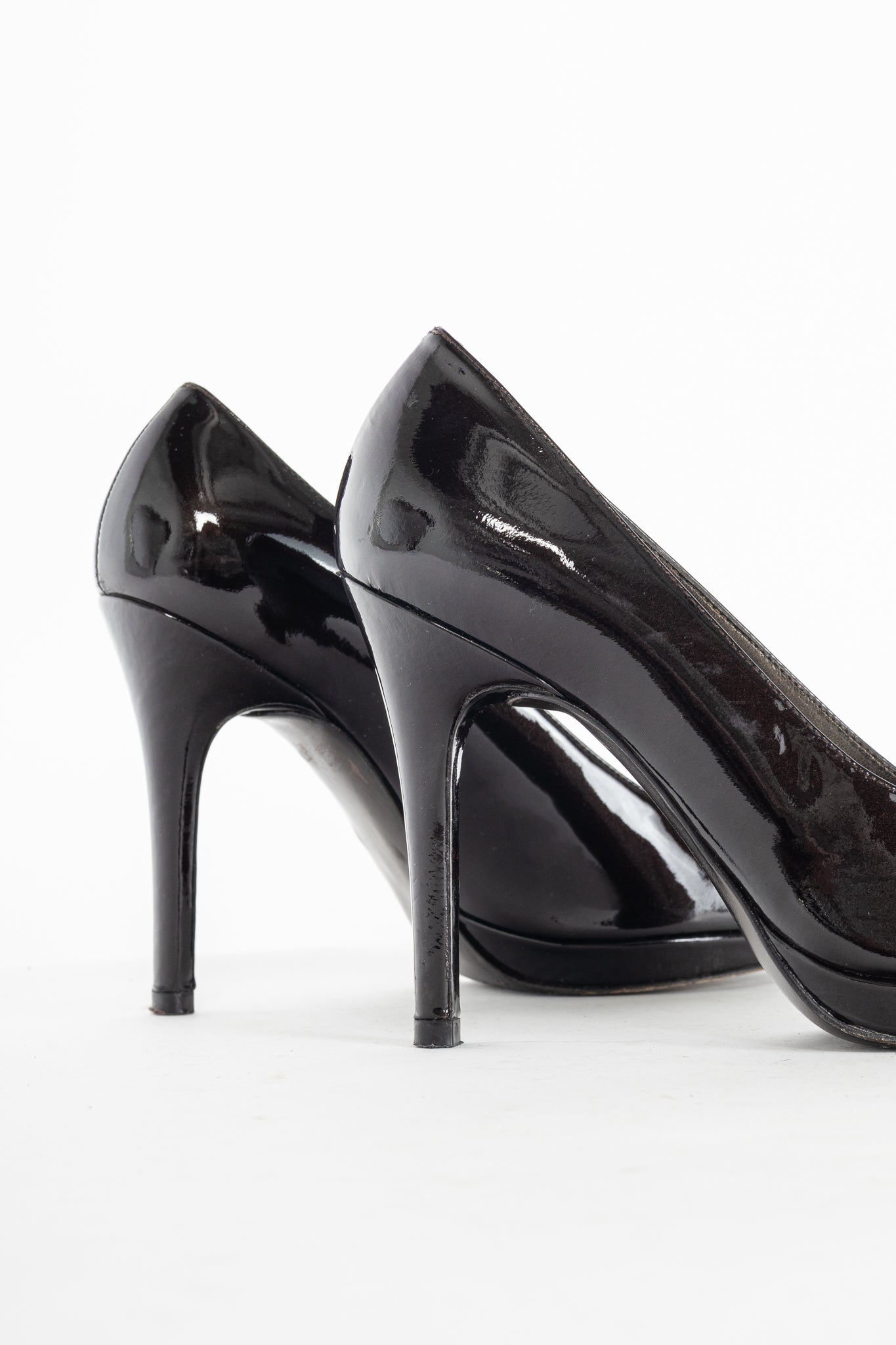 Stuart by Stuart Weitzman Brown Patent Leather Platform Pumps