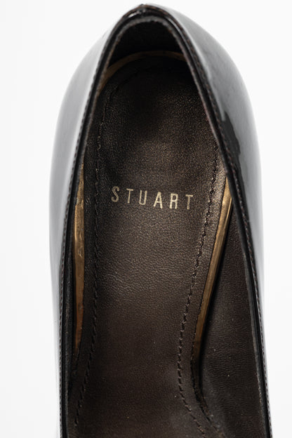 Stuart by Stuart Weitzman Brown Patent Leather Platform Pumps