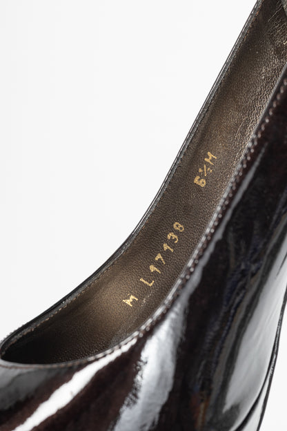 Stuart by Stuart Weitzman Brown Patent Leather Platform Pumps