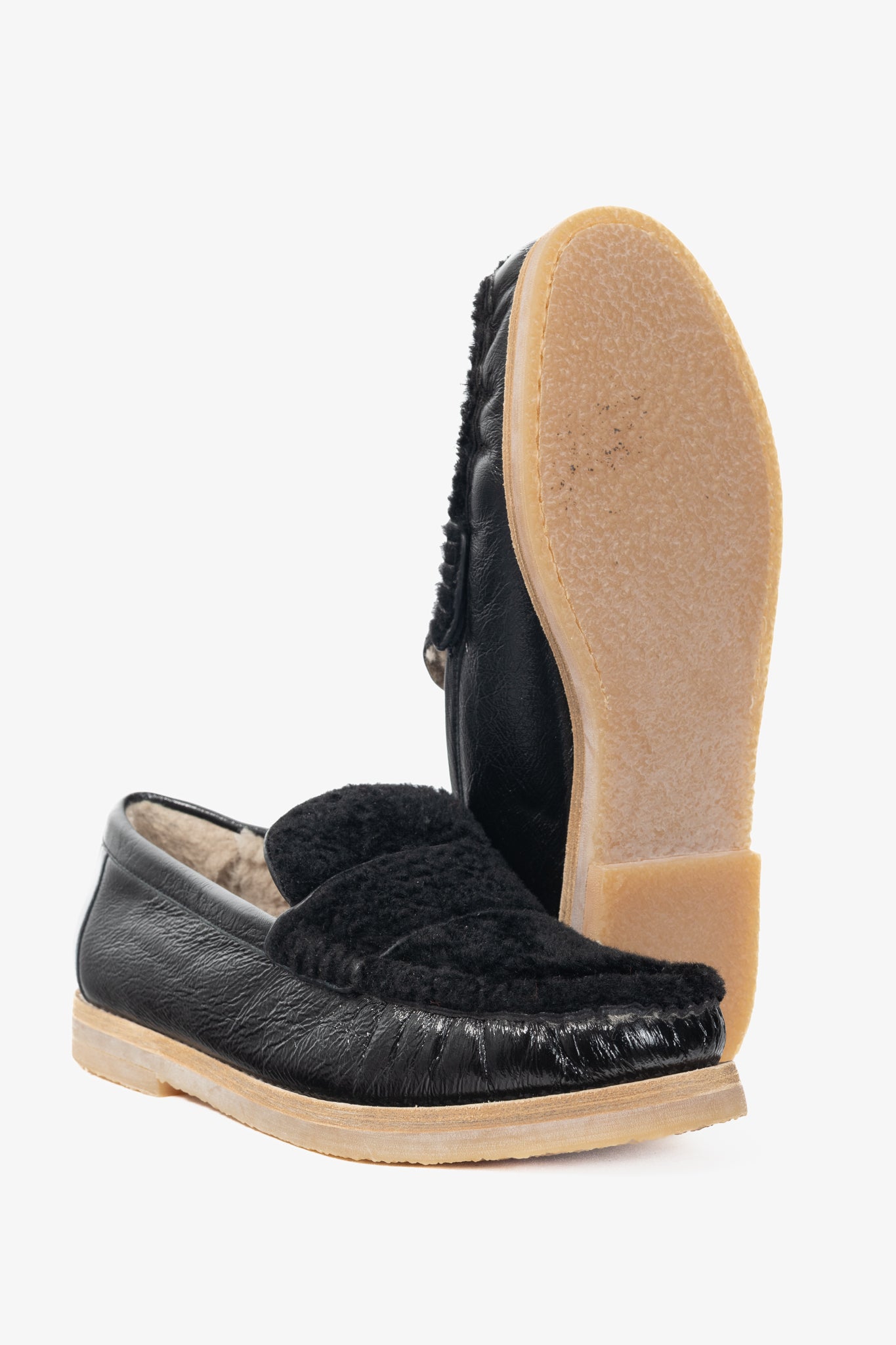 Stuart Weitzman Bromley Black Sheepskin Loafers