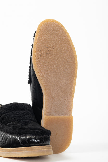 Stuart Weitzman Bromley Black Sheepskin Loafers