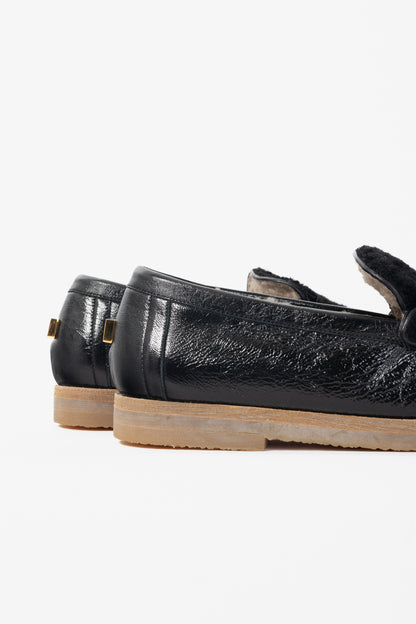 Stuart Weitzman Bromley Black Sheepskin Loafers
