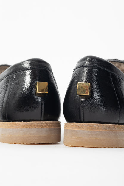 Stuart Weitzman Bromley Black Sheepskin Loafers