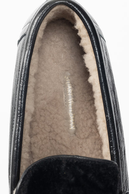 Stuart Weitzman Bromley Black Sheepskin Loafers