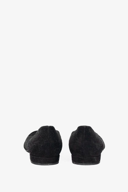 Stuart Weitzman Bubbly Black Suede Crystal-Cap-Toe Ballet Flats