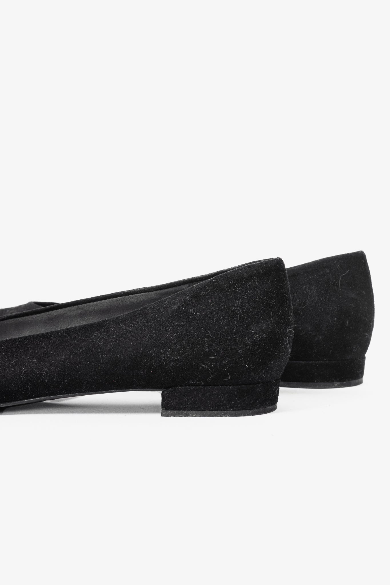 Stuart Weitzman Bubbly Black Suede Crystal-Cap-Toe Ballet Flats