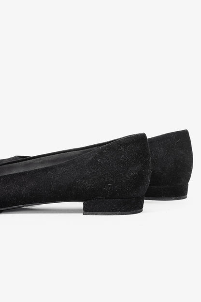 Stuart Weitzman Bubbly Black Suede Crystal-Cap-Toe Ballet Flats
