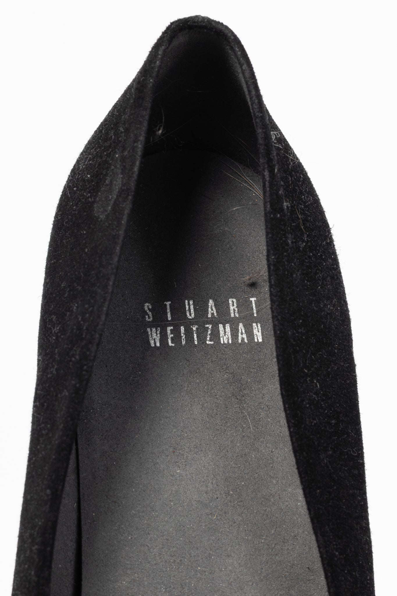 Stuart Weitzman Bubbly Black Suede Crystal-Cap-Toe Ballet Flats