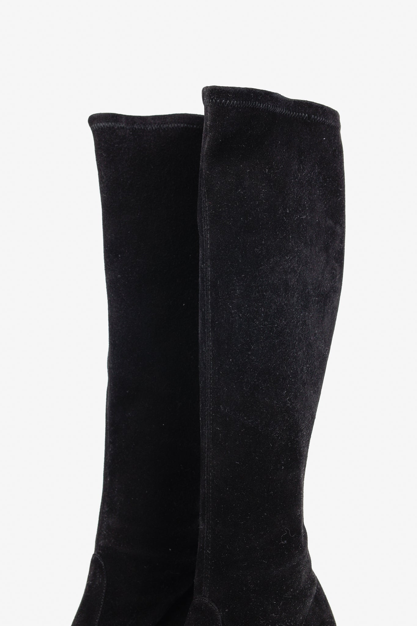 Stuart Weitzman Giving Black Suede Pointed-Toe Knee-High Boots
