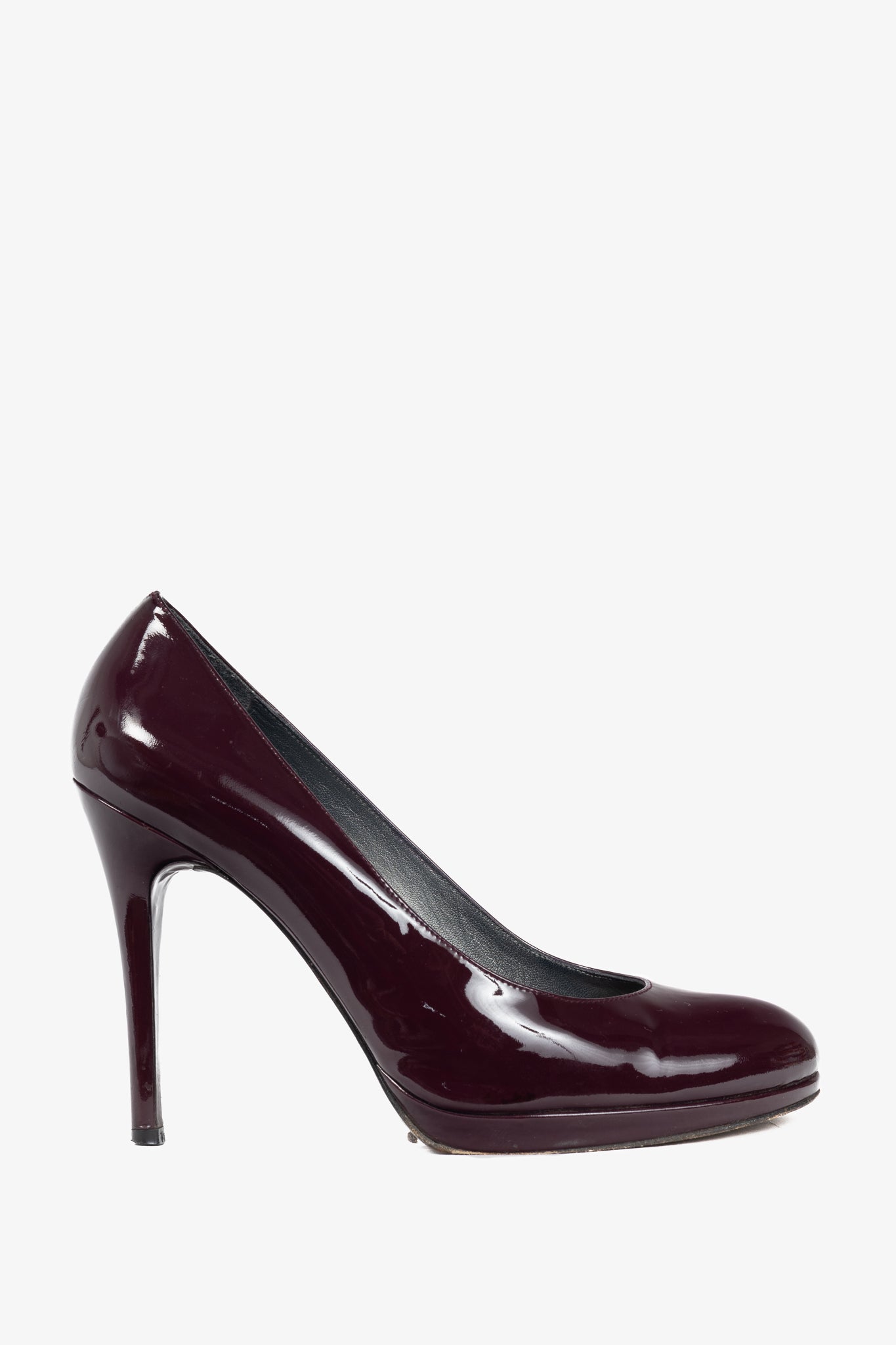 Stuart Weitzman Platswoon Plum Patent-Leather Platform Pumps