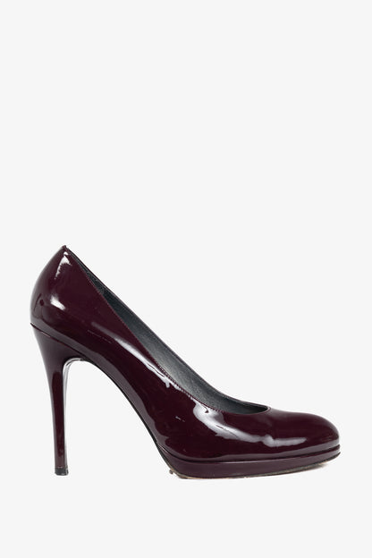 Stuart Weitzman Platswoon Plum Patent-Leather Platform Pumps