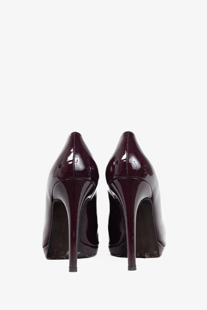 Stuart Weitzman Platswoon Plum Patent-Leather Platform Pumps