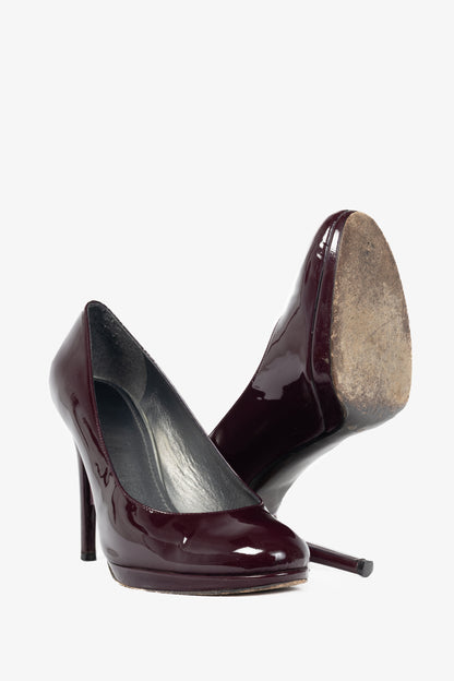 Stuart Weitzman Platswoon Plum Patent-Leather Platform Pumps