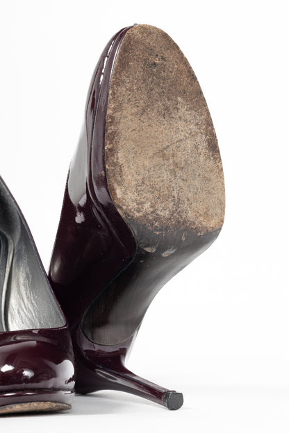 Stuart Weitzman Platswoon Plum Patent-Leather Platform Pumps