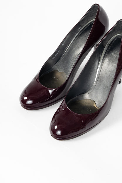 Stuart Weitzman Platswoon Plum Patent-Leather Platform Pumps
