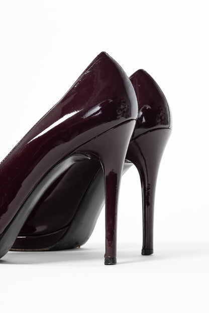 Stuart Weitzman Platswoon Plum Patent-Leather Platform Pumps