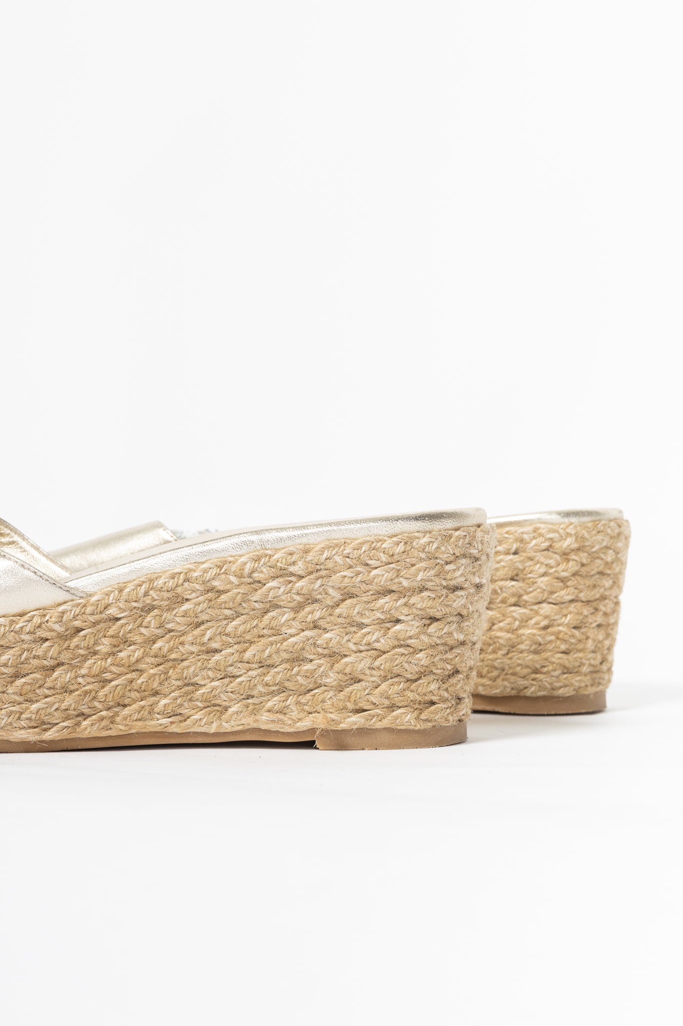 Stuart Weitzman SS23 June 75 Platino Crystal-Buckle Wedge Slide Sandal