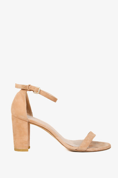 Stuart Weitzman NearlyNude Naked Suede Ankle-Strap Sandals