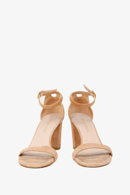 Stuart Weitzman NearlyNude Naked Suede Ankle-Strap Sandals