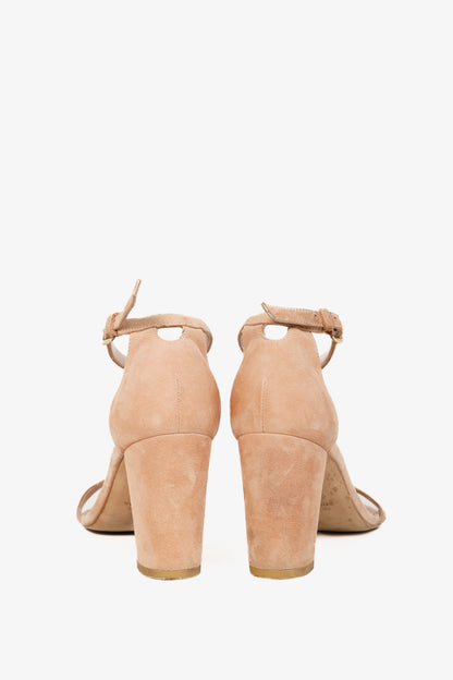 Stuart Weitzman NearlyNude Naked Suede Ankle-Strap Sandals