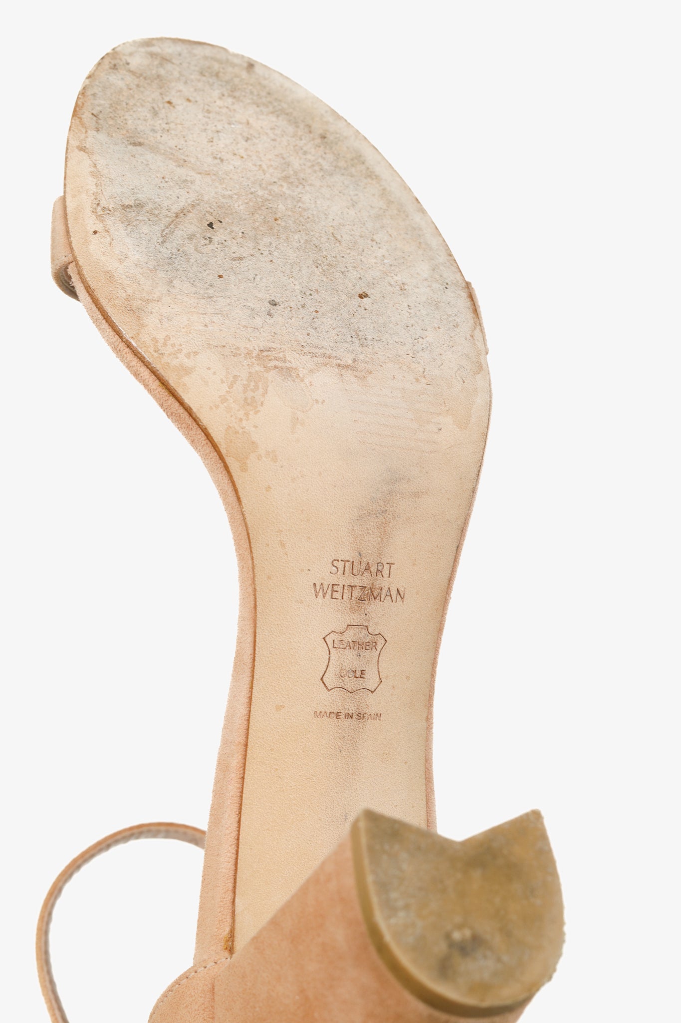 Stuart Weitzman NearlyNude Naked Suede Ankle-Strap Sandals