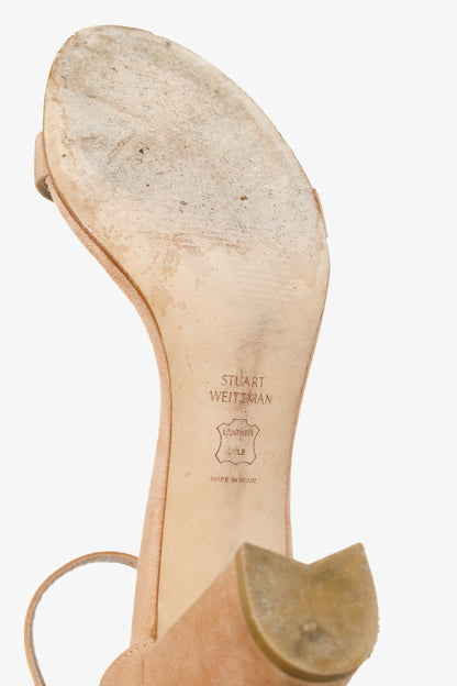 Stuart Weitzman NearlyNude Naked Suede Ankle-Strap Sandals