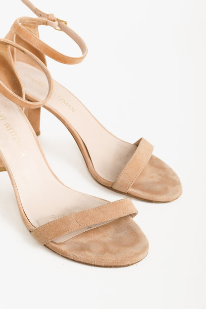 Stuart Weitzman NearlyNude Naked Suede Ankle-Strap Sandals