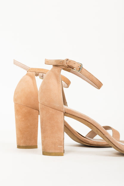 Stuart Weitzman NearlyNude Naked Suede Ankle-Strap Sandals