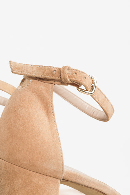 Stuart Weitzman NearlyNude Naked Suede Ankle-Strap Sandals