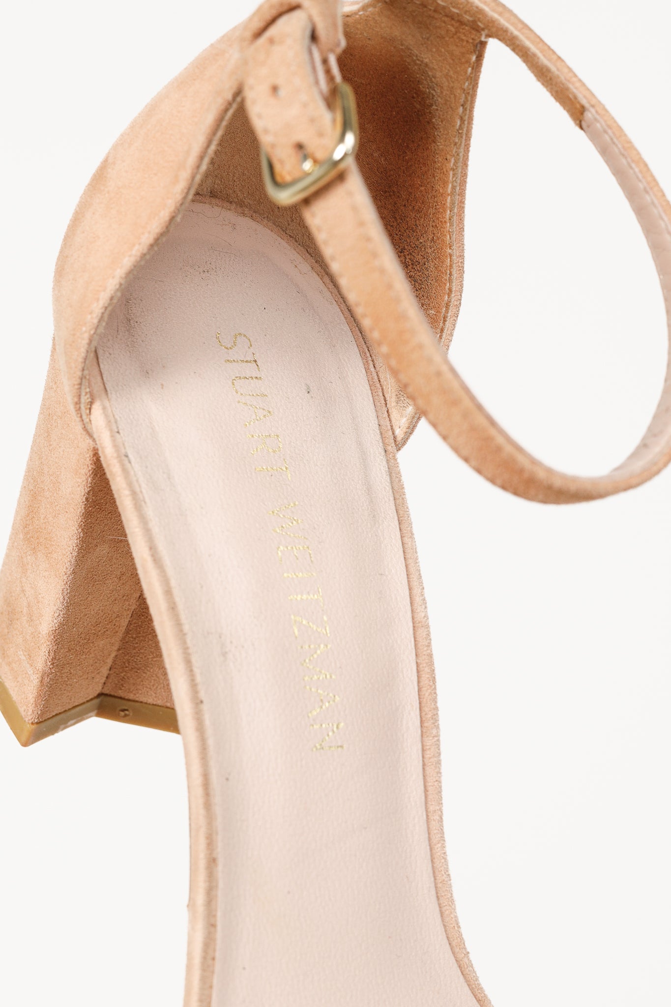 Stuart Weitzman NearlyNude Naked Suede Ankle-Strap Sandals