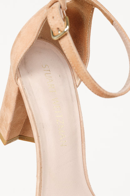 Stuart Weitzman NearlyNude Naked Suede Ankle-Strap Sandals