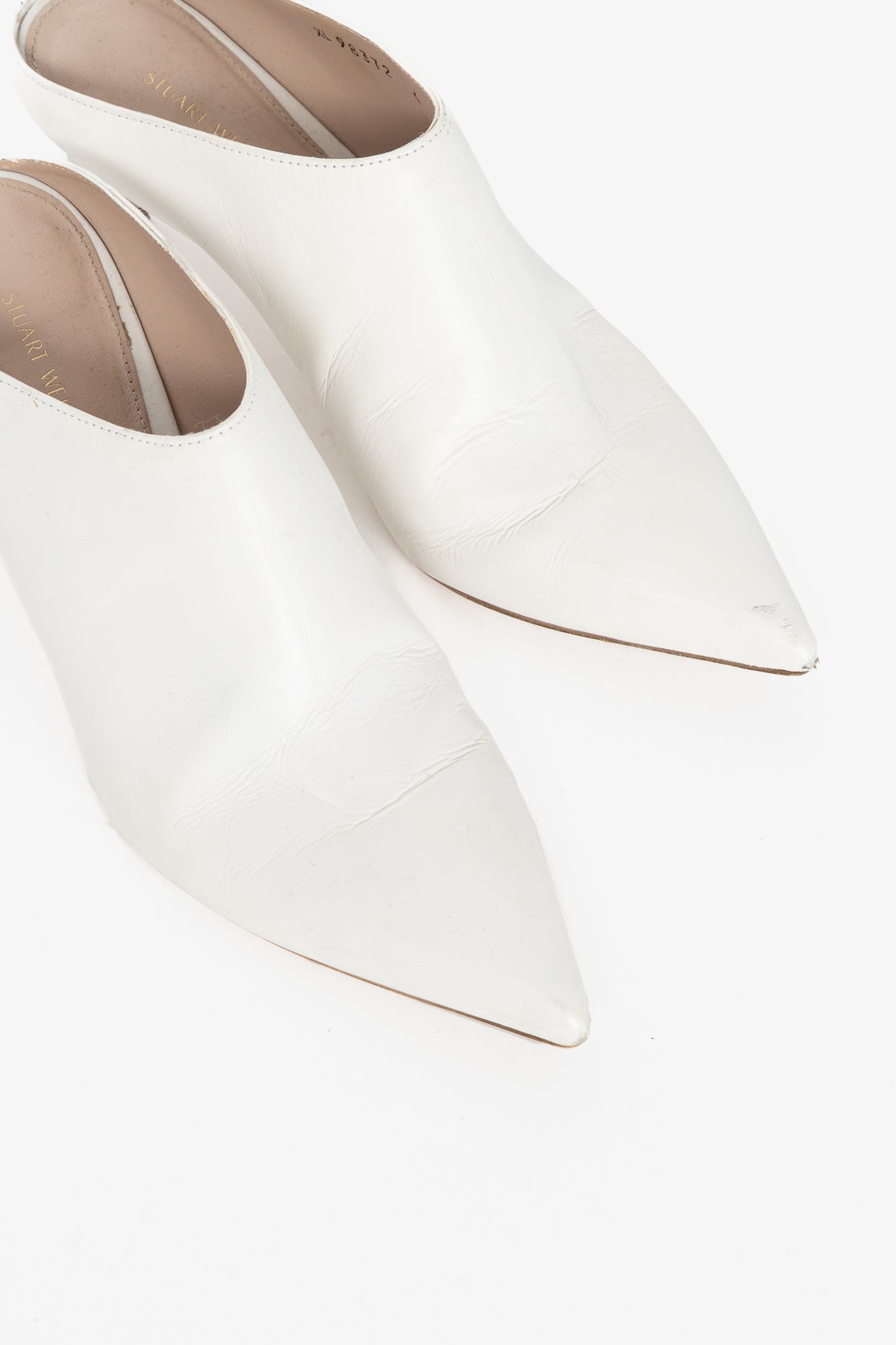 Stuart Weitzman Mira Nero Leather Pointed-Toe Mules
