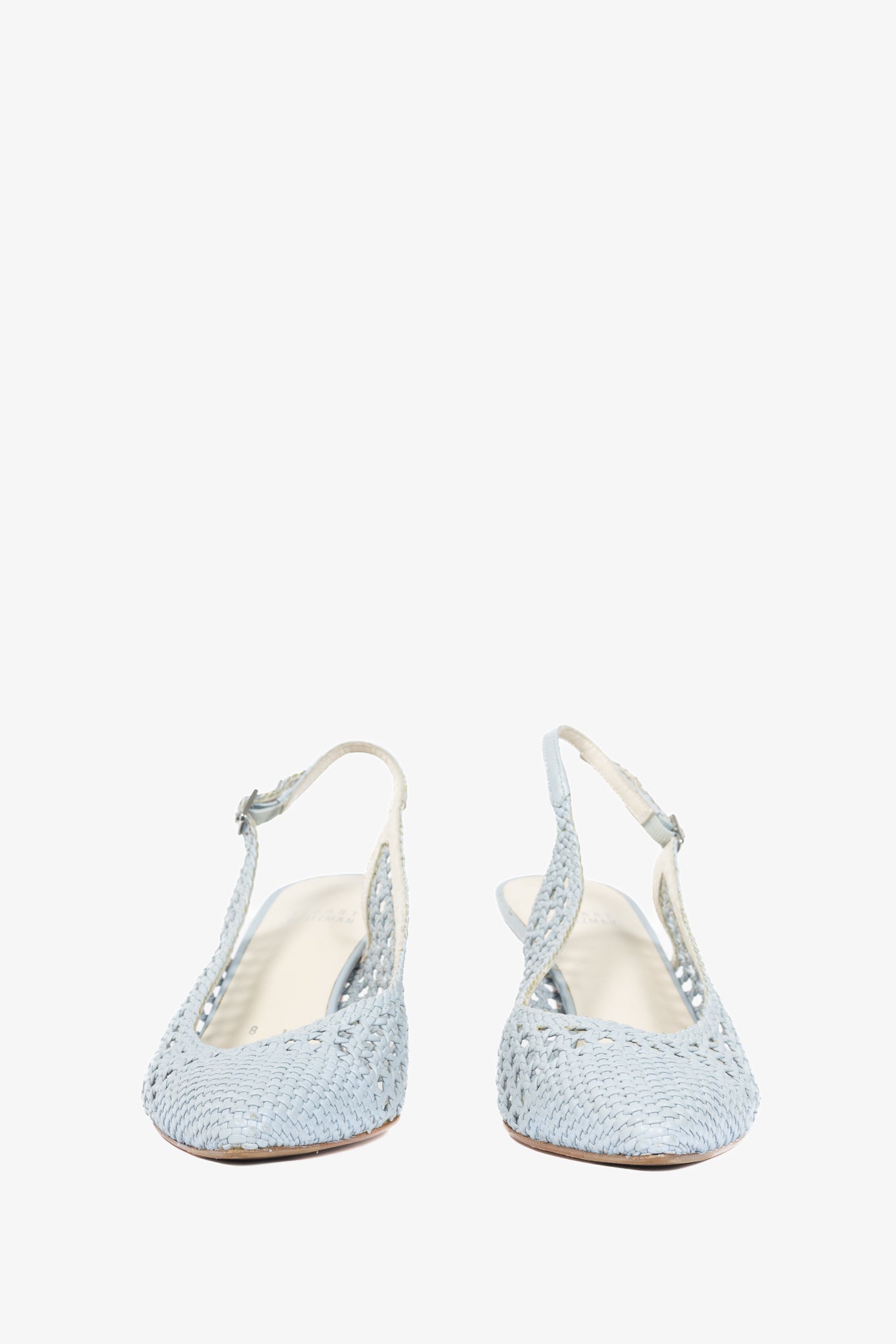 Stuart Weitzman Meeting Blue Woven-Leather Slingback Pumps