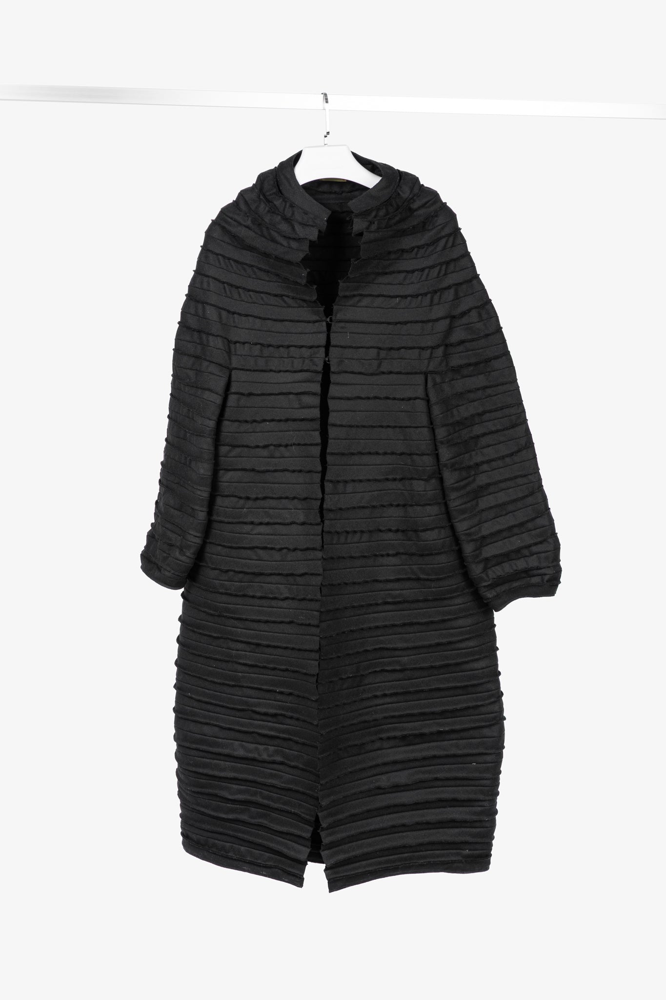 Sybilla Black Felt Pieced-Striped Coat