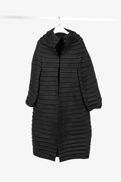 Sybilla Black Felt Pieced-Striped Coat