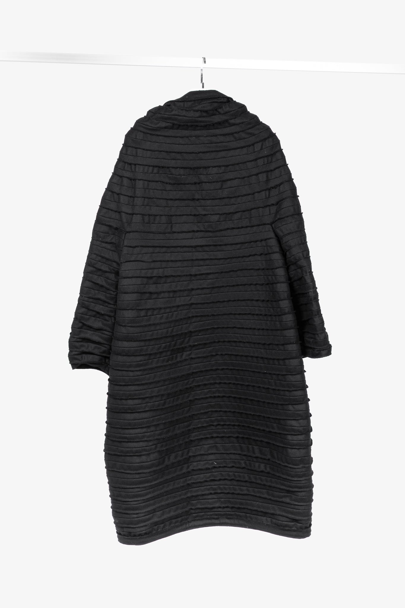 Sybilla Black Felt Pieced-Striped Coat